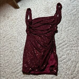 Lucy in the Sky Burgundy Sequin Backless Dress